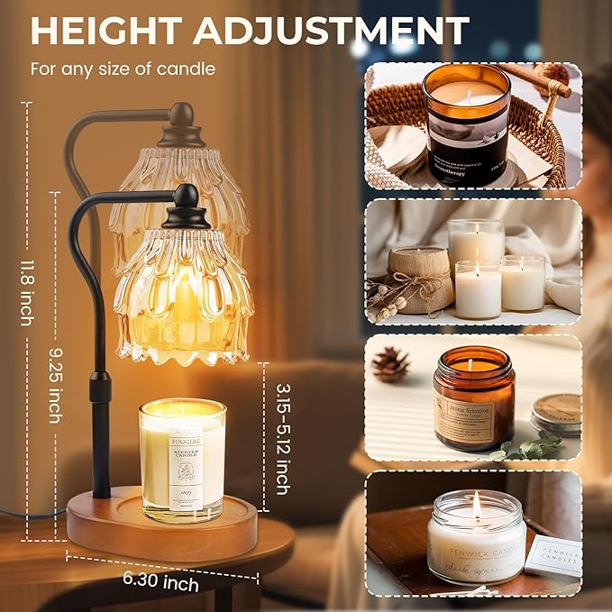 Candle Warmer Lamp with Timer and Wireless Remote Control, Dimmable Candle Warmer for Jar Candles, Height Adjustable Wax Melts Warmer, House Warming Gifts New Home Decor, Gifts for Women Mom(2 Pack)