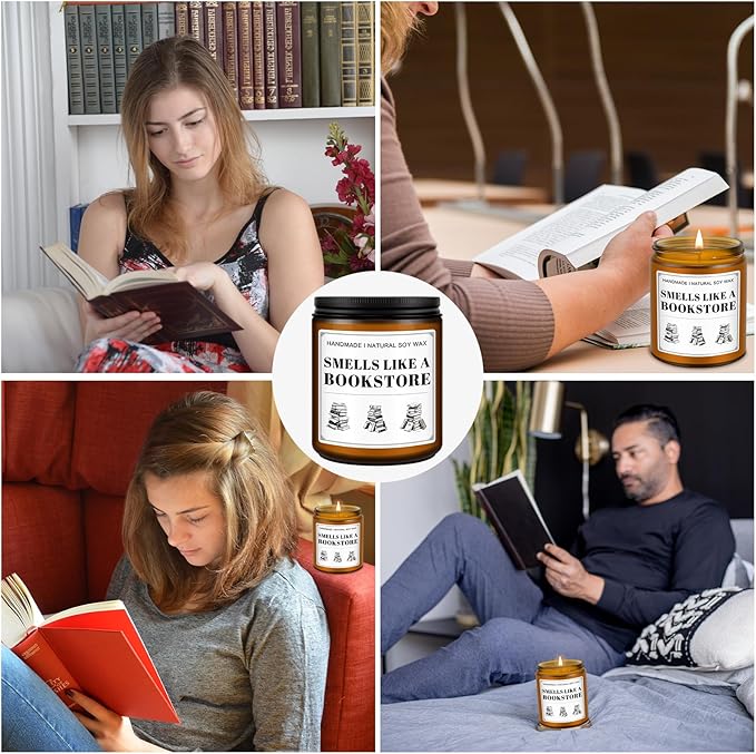 Book Lovers Candle Gifts, Funny Gift Ideas for Book Lovers, Birthday Bookish Presents for Readers Librarian Bookworms -Old Book Candles (7Oz)
