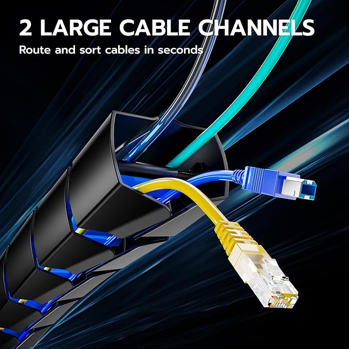 ARES WING Under Desk Cable Management Spine, Clamp On Vertebrae Cable Management for Standing Desk, Length Adjustable Cord Organizer with 20 Modular Vertebrae for Office and Gaming Desks, Blue