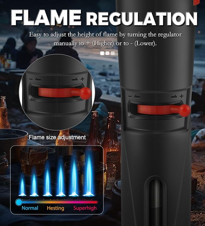 Samniu 4 Pack of Butane Torch Lighter, Windproof & Refillable, Adjustable Jet Flame Lighters with Safety Lock for Candle, Grill, Stove, Firework (NO Gas)