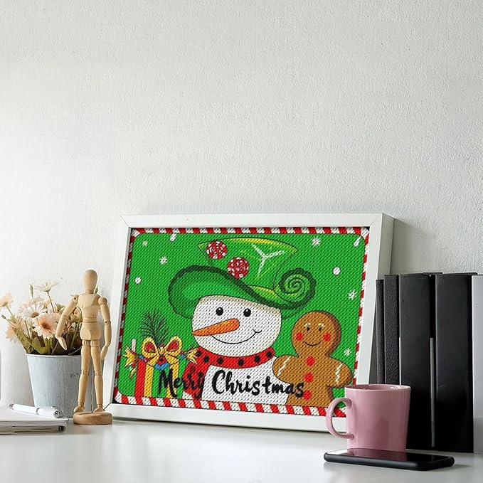 AIVKIEJK Diamond Painting Kits for Adults - Christmas Snowman Gingerbread and Candy Painting DIY 5D Full Drill Diamond Dots Paintings with Diamonds Gem Art and Crafts Home Decor 8"x12"
