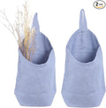 100% Linen Hanging Bags - 2 Pcs, Small Wall Storage Baskets for Kitchen, Bedroom, RV, Camper Organizer, Sewing Room, Nursery, Kids Room, Blue
