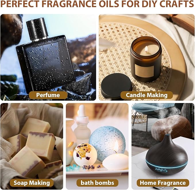 FUHITIM Fragrance Oil Gentlemen's Set, Scented Oil for Candle Scents for Candle Making, Soap Making Scents, Diffuser Oils Scents | Leather, Sweet Tobacco, Teakwood, Bay Rum, Cedar, Sandalwood (6*10ML)