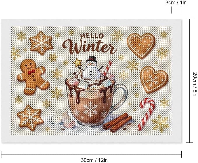 Diamond Painting Kits for Adults - Hello Winter Ice Cream & Gingerbread Snowflakes & Candles Painting DIY 5D Full Drill Diamond Dots Paintings with Diamonds Gem Art And Crafts Home Decor 8"x12"