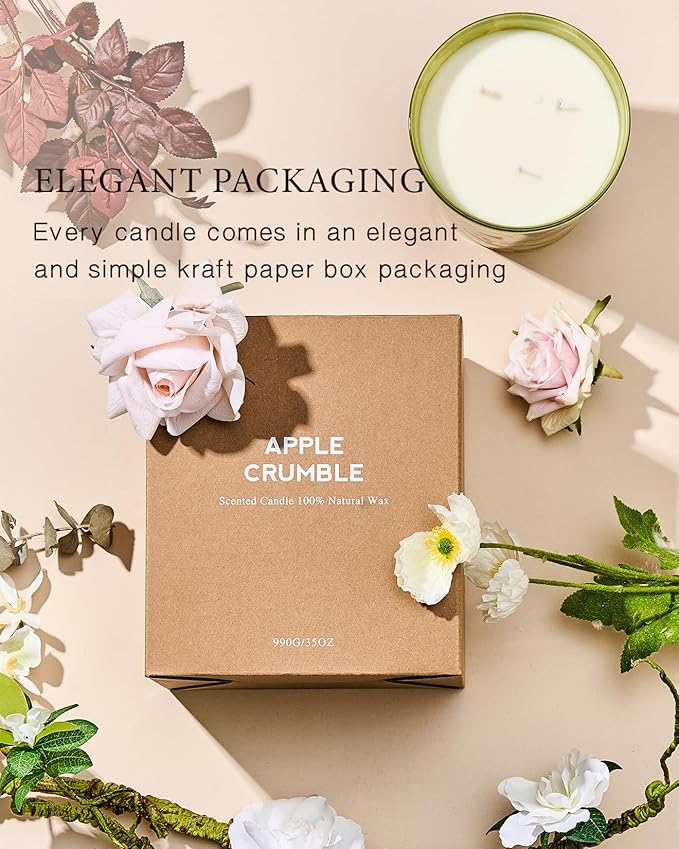 M&SENSE Garden Rose Scented Candle 35oz 150H Burn Time Long Lasting, 3-Wick Natural Aromatherapy Candle, Home Fragrance Housewarming Gifts