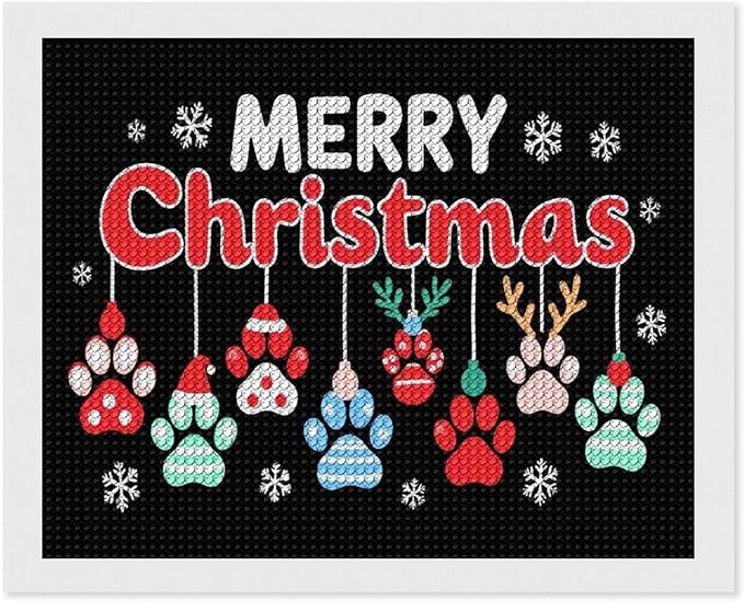 AIVKIEJK Diamond Painting Kits for Adults - Merry Christmas Paw Painting DIY 5D Full Drill Diamond Dots Paintings with Diamonds Gem Art and Crafts Home Decor 16"x20"