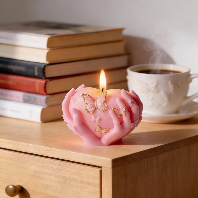 Valentine Heart Candle Mold,3D Handheld Heart Candle Silicone Molds, Silicone Mold for Candle Making, DIY Handmade Soap, Resin Crafts, Home Decor, Valentine's Day Gift