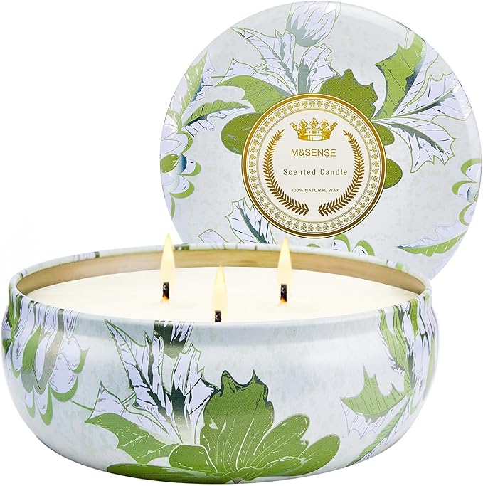 M&SENSE Citronella Candles Outdoor 12 oz, Large 3 Wick Soy Candle, Summer Candle for Home Scented,Over 40 Hour Burning Time, Relaxing Aromatherapy Candle Gift for Women and Men