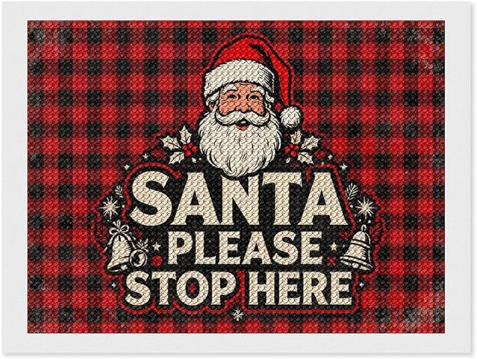 AIVKIEJK Diamond Painting Kits for Adults - Christmas Santa Please Stop Here Painting DIY 5D Full Drill Diamond Dots Paintings with Diamonds Gem Art and Crafts Home Decor 12"x16"