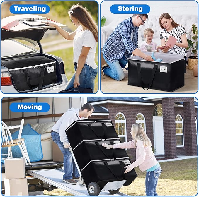 StorageRight Large Moving Bags Heavy Duty Storage Totes for Storage,Packing & Moving Collapsible Moving Supplies with Large Capacity, Reinforced Zippers and Handles, 88L, 10 Packs