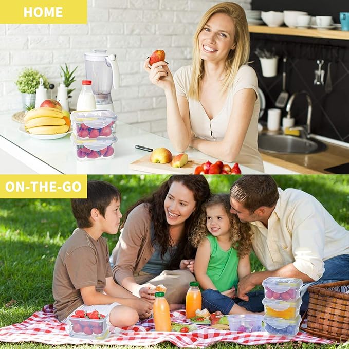 KIGI Small Plastic Food Storage Container Set for Snack, Puree, Lunch & Meal Prep, BPA-Free, Airtight lids, Leak-Proof Mini Bento box (0.75 Cup, 8 Piece Set)