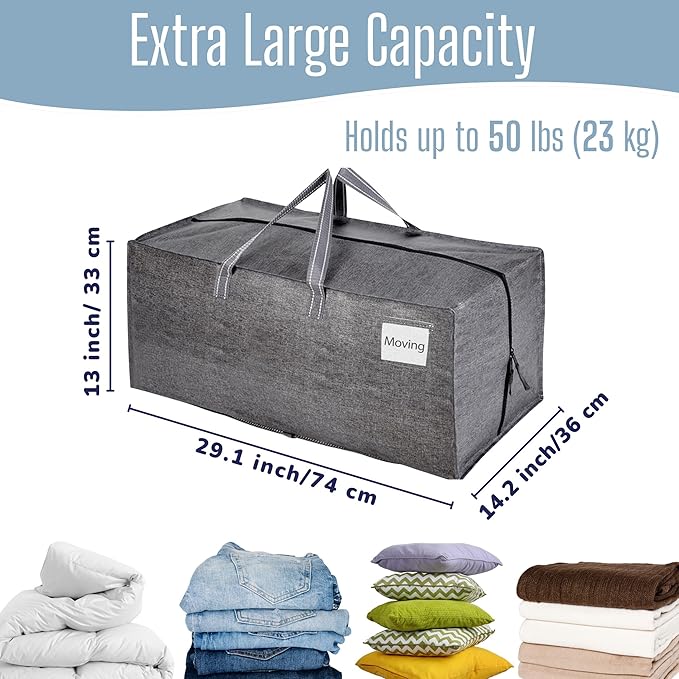VENO 2 Pack Heavy Duty Moving Bags with Backpack Straps, Zippers & Handles, Extra Large Packing Bags for College Dorm Essentials, Moving Supplies Alternative to Cardboard Moving Boxes