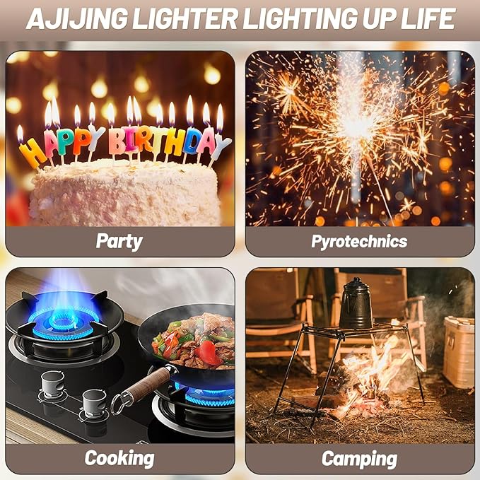 Electric Candle Lighter, Safty Lock, USB Type-C Port, Rechargeable Lighter, Windproof Flameless, Led Display, for Home Kitchen (Silver)