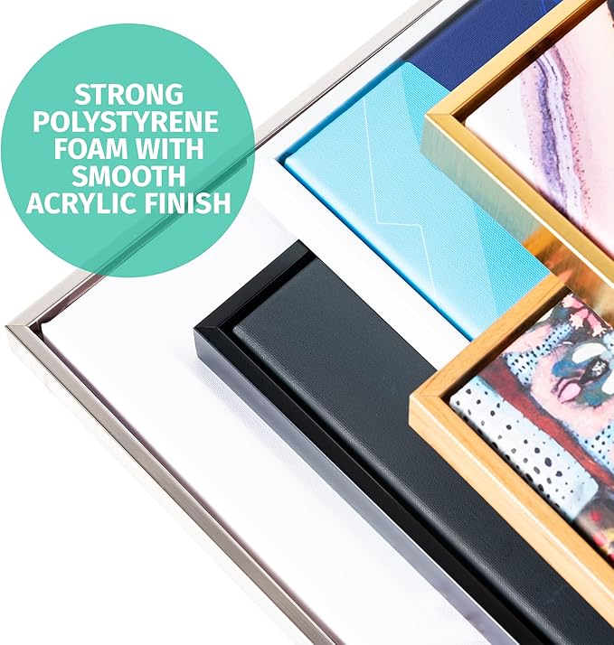 Pixy Canvas 9x12 inch Floater Frame for Canvas Paintings, Wood Panels, Canvas Panels & Stretched Canvas Boards. Floating Frame fits 5/8", 3/4" & max 7/8" Deep Artwork (Chrome, 9 x 12 inch)