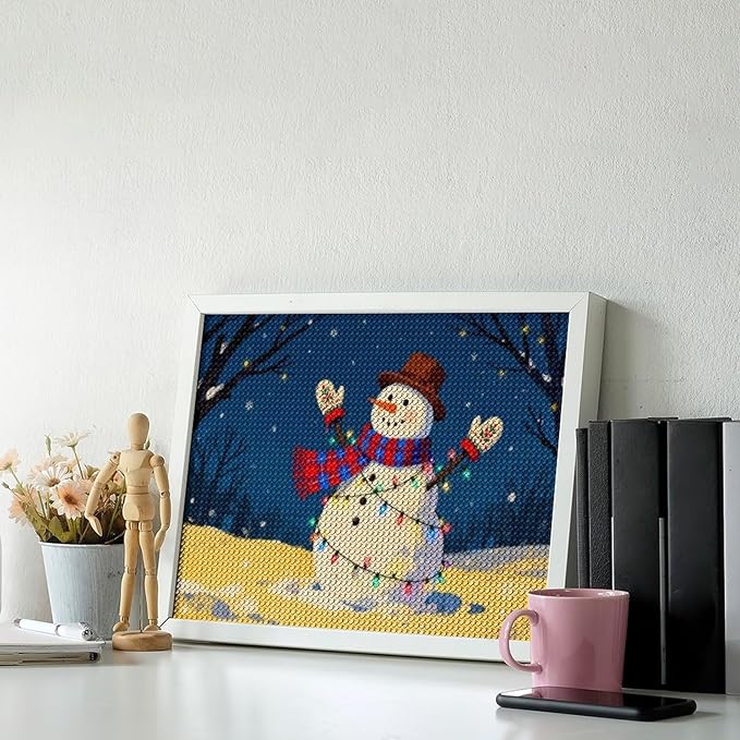 AIVKIEJK Diamond Painting Kits for Adults - Christmas Winter Snowman & Twinkling Painting DIY 5D Full Drill Diamond Dots Paintings with Diamonds Gem Art and Crafts Home Decor 12"x16"