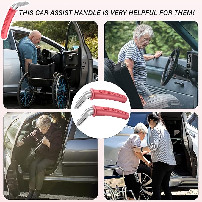 2 Pack Car Handle Assist for Elderly - Vehicle Support Handle - Auto Grab Bar Cane Support Aid - For All Vehicles - Portable Assistive Device for Seniors, Handicapped - Best Gifts For Elderly