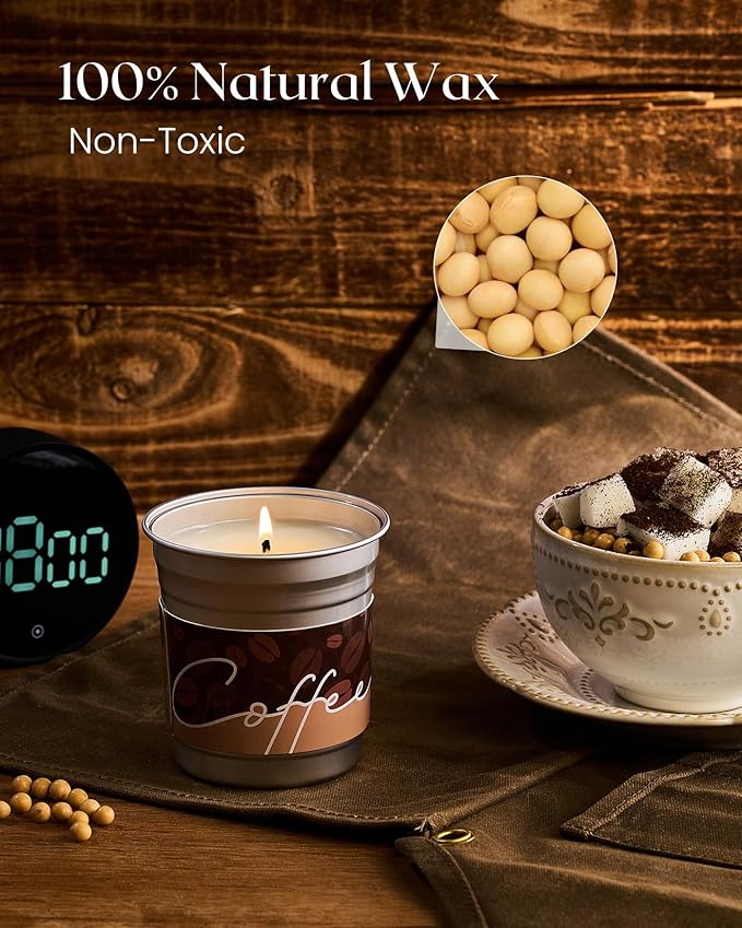 M&SENSE Iced Coffee Candle Summer Sea Salt Scented, Soy Wax 7oz 42 Hours Long Lasting Clean Burn, Small Jar Candles for Home Scented, Stress Relief Aromatherapy Gifts for Women Men