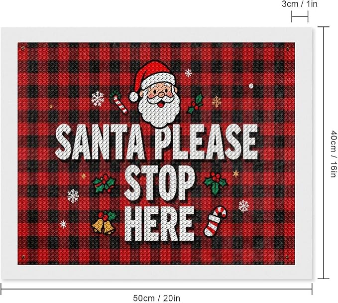 AIVKIEJK Diamond Painting Kits for Adults - Holly & Stars, Santa Please Stop Here Painting DIY 5D Full Drill Diamond Dots Paintings with Diamonds Gem Art and Crafts Home Decor 16"x20"