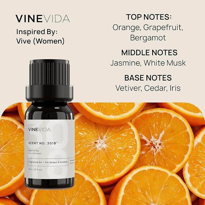 VINEVIDA Scent NO. 3018 Fragrance Oil - 10mL - Inspired by: Vive (Women); Candle Fragrance Oil for Soy Candles - Soap Making Scents