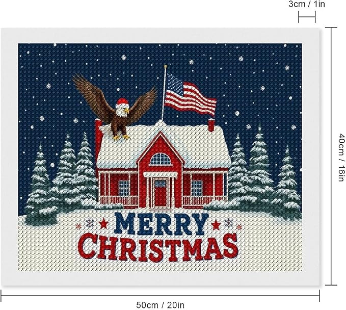 AIVKIEJK Diamond Painting Kits for Adults - American Red House, Snowflakes, Merry Christmas Painting DIY 5D Full Drill Diamond Dots Paintings with Diamonds Gem Art and Crafts Home Decor 16"x20"