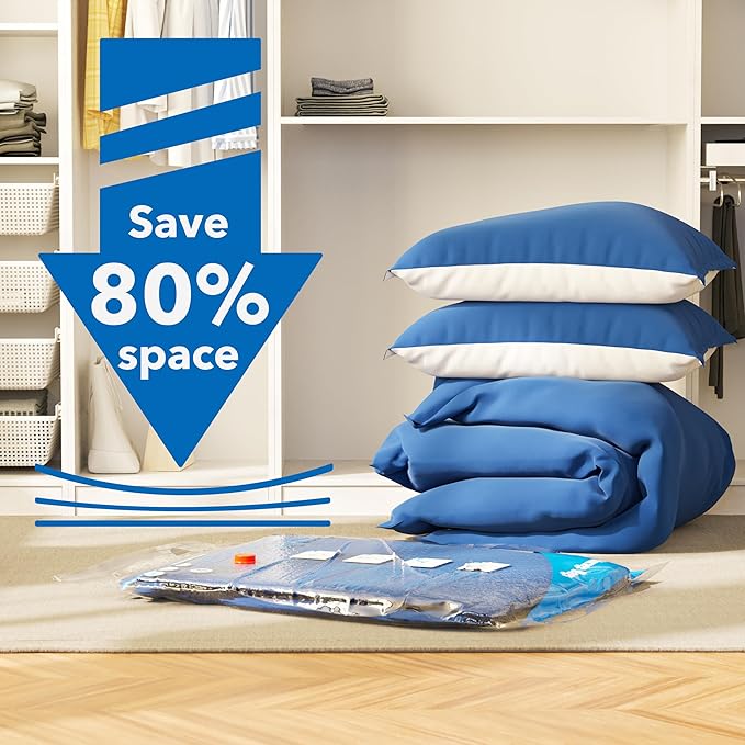 24 Pack Vacuum Storage Bags With Electric Pump, Space Saver Sealer Bags,Vacuum seal bags for clothing, Pillows, Comforters, Blankets, Bedding,Travel,