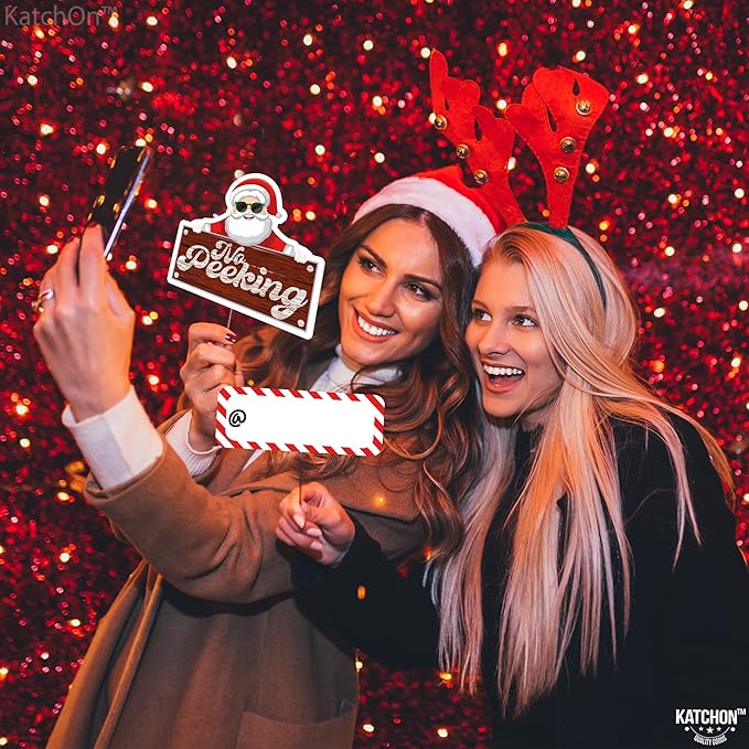 KatchOn, 35 Pcs Huge Christmas Photo Booth Props Kit, DIY | Christmas Decorations Indoor | Holiday Photo Booth Props for Photoshoot Selfie Xmas Decorations | Navidad Decoración