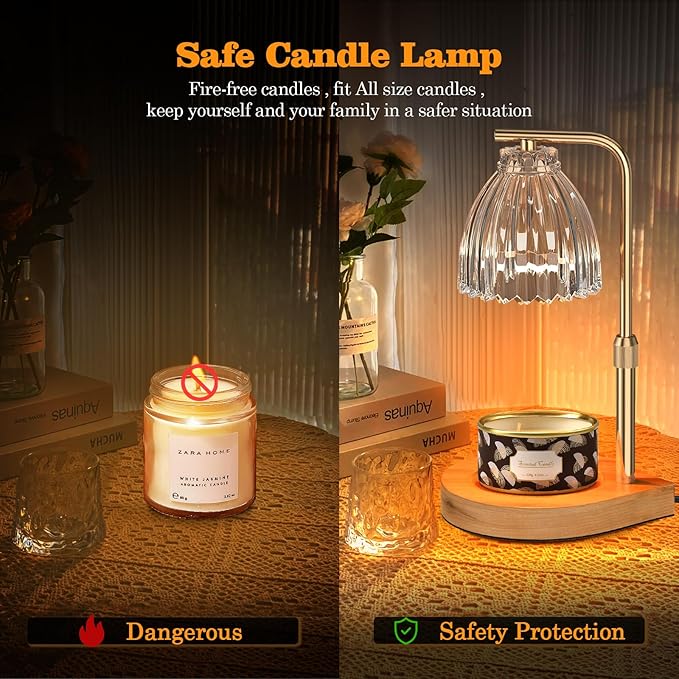 Birthday Gifts for Women Candle Warmer Lamp with Adjustable Height, Timer & Dimmer, Birthday Gifts for Women, Elegant Gift Box & Greeting Card, Candle Lamp with 2 Bulbs for Home Decor/Bedroom/Office