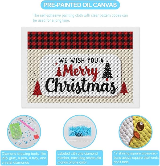 AIVKIEJK Diamond Painting Kits for Adults - Merry Christmas Welcome Painting DIY 5D Full Drill Diamond Dots Paintings with Diamonds Gem Art and Crafts Home Decor 8"x12"
