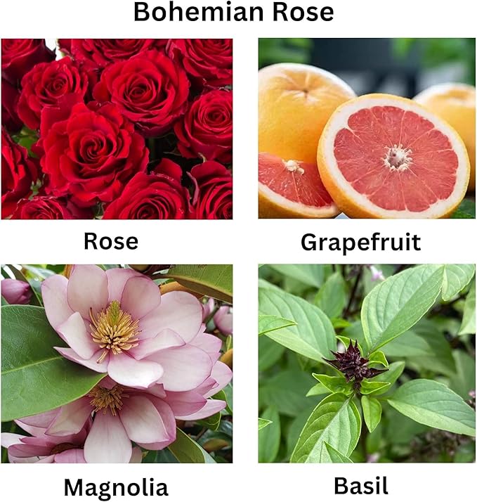 Bohemian Rose Scented Candle - Fresh Rose Magnolia Patchouli - Natural Coconut Wax - Long-Lasting Eco-Friendly Non-Toxic Aroma for Home Office Relaxation Gifting Décor (13 oz. with Bamboo Lid)