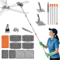 Ceiling Fan Cleaner Duster - 79" Extension Pole & Dual Brush Heads Baseboard Cleaner Tool with Handle, 4-in-1 Reusable Fan Blade Cleaner Ceiling Fan Duster for Fan Blades Baseboards Corners