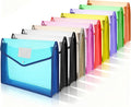 10 Pcs Plastic Expanding File Folders with Snap Closure Transparent Document Organizer Holder for A4/Letter Size Capacity 9 Vibrant Colors Waterproof Tear Resistant