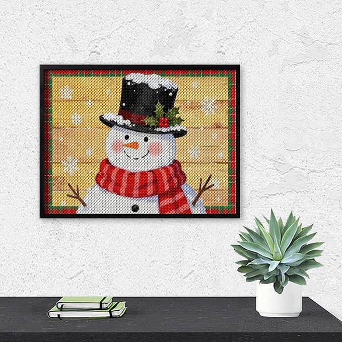 AIVKIEJK Diamond Painting Kits for Adults - Festive Snowman Red Scarf Painting DIY 5D Full Drill Diamond Dots Paintings with Diamonds Gem Art and Crafts Home Decor 12"x16"