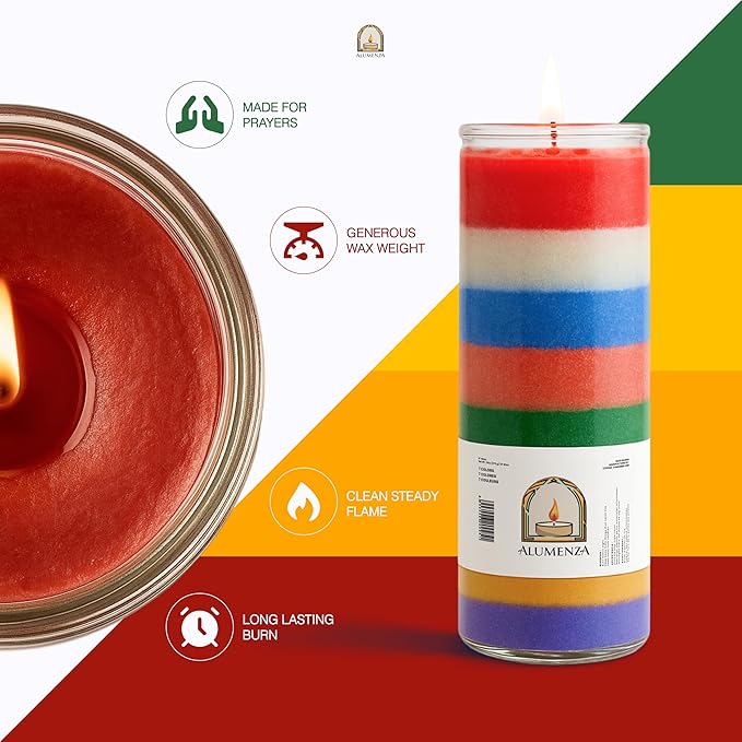3 Pack 7 Color 7 Day Candles in Glass Jar – Paraffin Wax, Clean Burning Unscented | Large & Tall Devotional Prayer Pillar Candles for Home, Memorial, Spells, Long Lasting