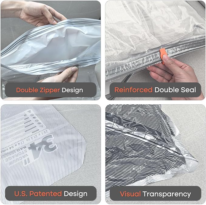 Vacbird Vacuum Seal Bags, 8 Pack 39" Vacuum Storage Bags with Rechargeable Cordless Pump for Space-Saving Compression of Clothing, Blankets, Duvets, Comforters, Pillows