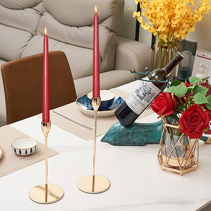 OSHINE 10 Inch Red Taper Candles - 24 Pack Long Taper Candle Dripless Unscented Smokeless & Emergency 7-8 Hours Long Burning Tall Candlesticks Ideal for Dinner Parties, Valentine, Weddings, Kwanzaa