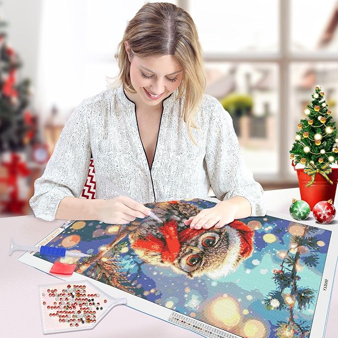 ATDMS Large Diamond Painting Kits for Adults DIY 5D Christmas Diamond Art Kits for Adults Full Drill Christmas Bird Diamond Painting Kits Gem Art Kits for Home Wall Decor 15.7x27.5 Inch