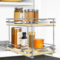 LYNK PROFESSIONAL® Élite™ Pull Out Spice Rack Organizer for Inside Kitchen Cabinets - 8-3/8 inch Wide - Slide Out Drawer – Wood/Chrome Sliding Spice Organization for cabinet - Spice Racks - 2 Tier