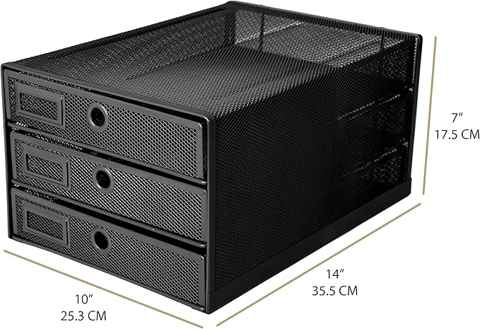EXERZ Paper Sorter 3 Tier Drawers A4 / Multifunctional Desk Organiser/Letter Tray - Documents, Magazines, Notebooks and Letters