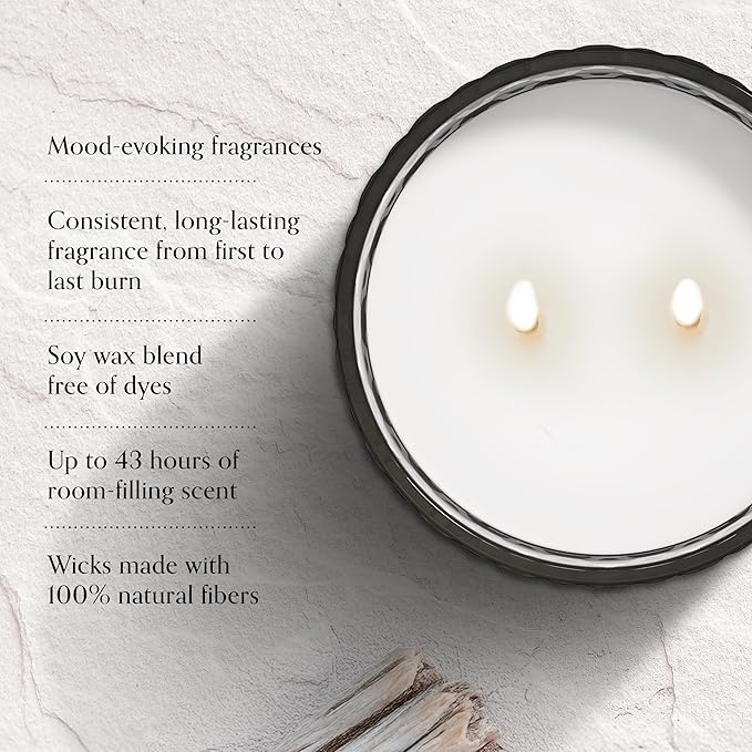 Chesapeake Bay, 11oz Salted Sands Scented Candle, Mood Evoking Fragrance, Textured Sea Glass-Inspired Jar, Premium Soy Blend Wax with Essential Oils, Coastal Fragrance for Home Décor or Gifting