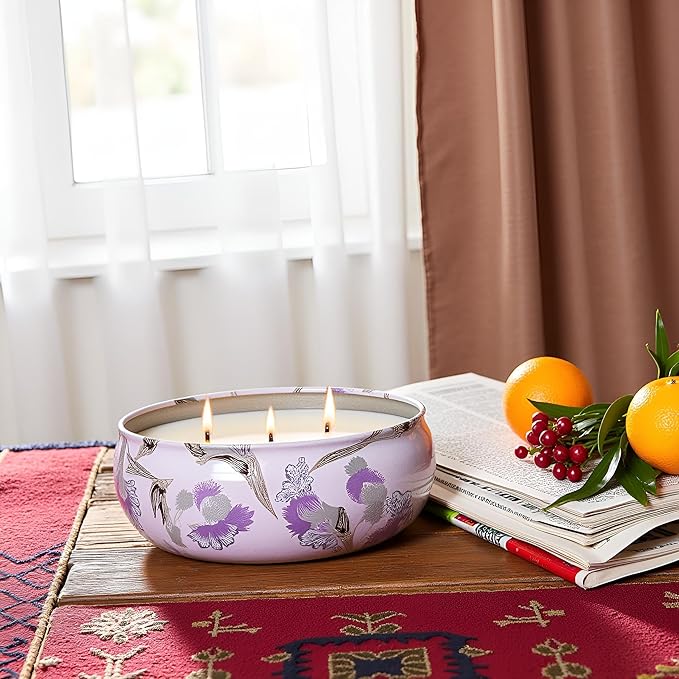 M&SENSE Citrus Berry Scented Candles 12 oz, Large 3 Wick Soy Tin Candle, Over 40 Hour Burning Time, 100% Natural Vegan Wax Relaxing Aromatherapy Aesthetic Candle Gift for Women Men