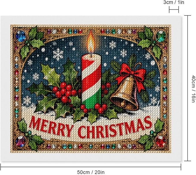 AIVKIEJK Diamond Painting Kits for Adults - Merry Christmas Candle & Holly Accents Painting DIY 5D Full Drill Diamond Dots Paintings with Diamonds Gem Art and Crafts Home Decor 16"x20"
