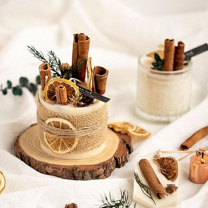 SimpleVibesXinPuwei DIY Lemon Cinnamon Pillar Wax Material Kit - Festive Handmade Activity Scented Wax Crafting Set (B)