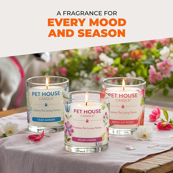 One Fur All Pet House Fall Candles, Long Lasting, Clean Burning, Soy Wax Scented Candles for Pet Odor, Caramel Latte