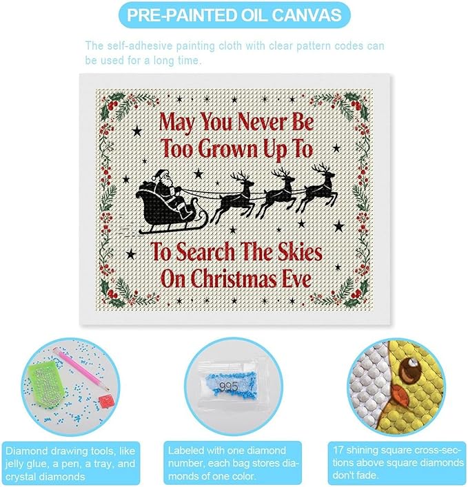 AIVKIEJK Diamond Painting Kits for Adults - Christmas May You Never Grow Too Big Painting DIY 5D Full Drill Diamond Dots Paintings with Diamonds Gem Art and Crafts Home Decor 16"x20"
