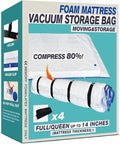 Queen Size Mattress Vacuum Bag for Memory Foam/Latex Mattress Upto 14 Inch, Moving Shipping and Storage, Waterproof and Airtight with 4 Adjustable Straps