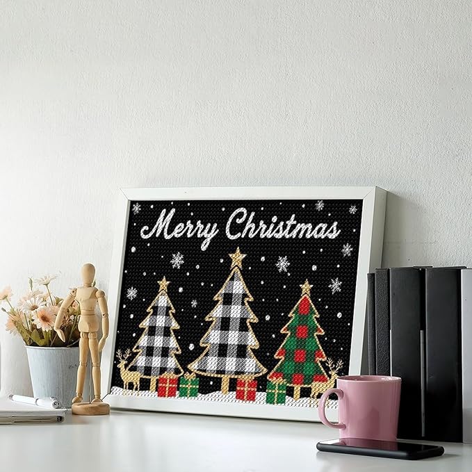 AIVKIEJK Diamond Painting Kits for Adults - Merry Christmas Tree Holiday Painting DIY 5D Full Drill Diamond Dots Paintings with Diamonds Gem Art and Crafts Home Decor 12"x16"
