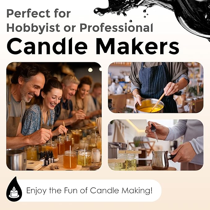 Black Liquid Candle Dye (.25 oz) - Made in the USA - Safe and Easy to Use - Pure and Simple Ingredients - Candle Making Supplies for Soy, Paraffin, Palm or Gel Wax - 10 Vibrant Colors to Choose from