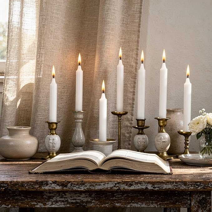 Viyffo 20 Pack White Chime Taper Candles, 4 Inch Mini Unscented Dripless Spell Candles, 1.5 Hour Burn Time for Rituals, Meditation, Prayer, Intention Setting, Altar & Home Décor