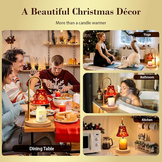 Candle Warmer Lamp with Timer Dimmer：Christmas Decorations Indoor, Birthday Gifts for Women Mom, Vintage Wax Melt Warmer for Jar Candles, Warming Gifts for Office, Dorm, Apartment & New Home Decor