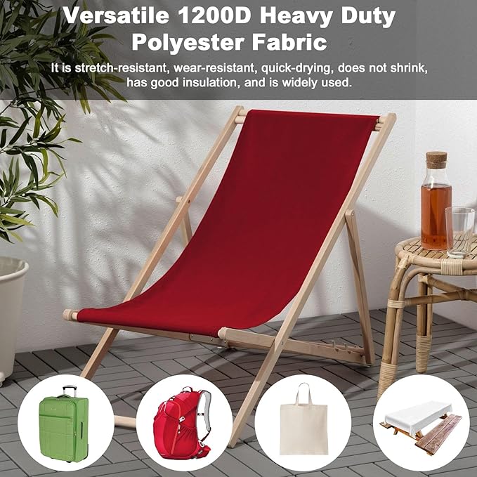 Thickened Waterproof Canvas Fabric by The Yard 1200D 58" W Outdoor Upholstery Material Heavy Duty Fabric Water Resistant Sewing Material for Chair Patio Cushion Purse Bag 1 Yard Red